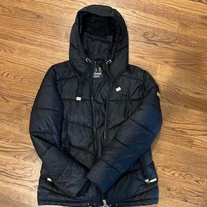 Barbour black winter coat with gold hardware
